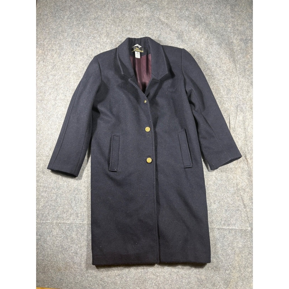 The Weathervane Women's Navy Wool Blend Button Front‎ Long Coat Size 6